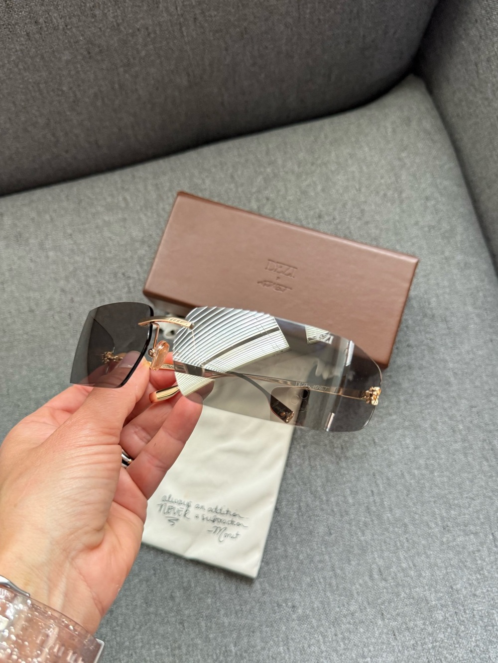 Dezi x Monet Moneybag 58mm Rimless Square Sunglasses Sold Out - Picture 4 of 12
